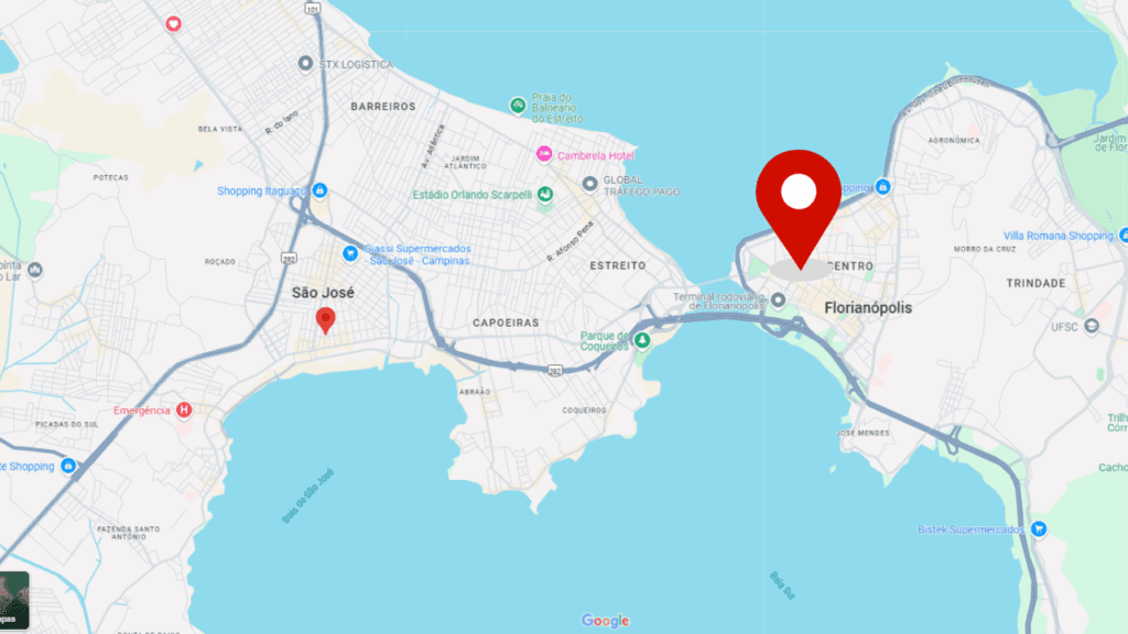 Mapa da localizacao da neuropsicologa em florianopolis Thais Barbi