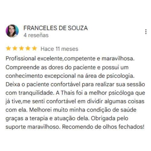 Depoimento sobre a clínica de neuropsicologia Thais Barbi